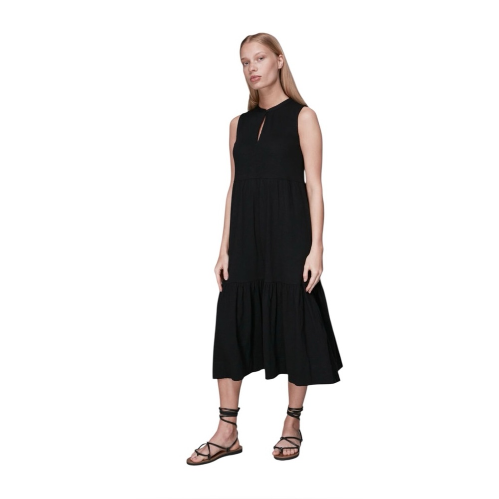 Whistles Tiered Jersey Minimalist Lagenlook Relaxed Midi Dress